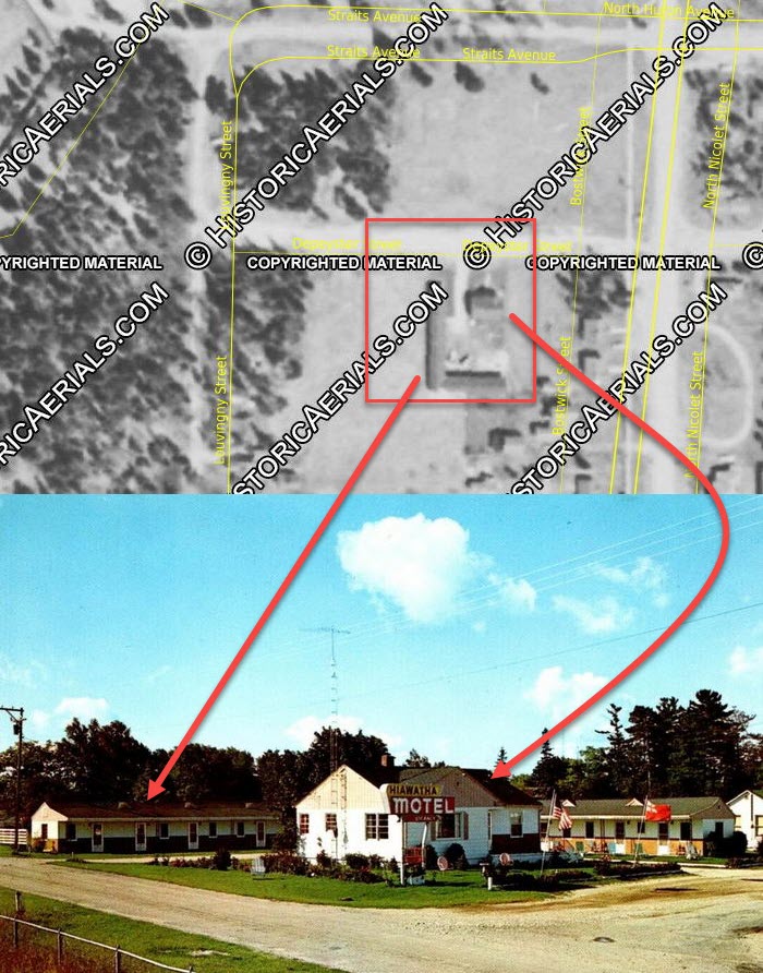 Hiawatha Motel (Quarterdeck Motel) - 1954 Aerial Comparison